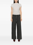Elena Velez Charcoal Grey Patchwork Straight-Legged Jeans