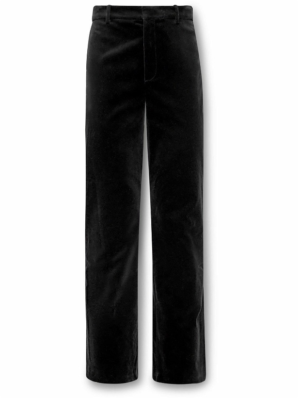 Photo: Nili Lotan - Rex Slim-Fit Bootcut Cotton-Blend Velvet Suit Trousers - Black