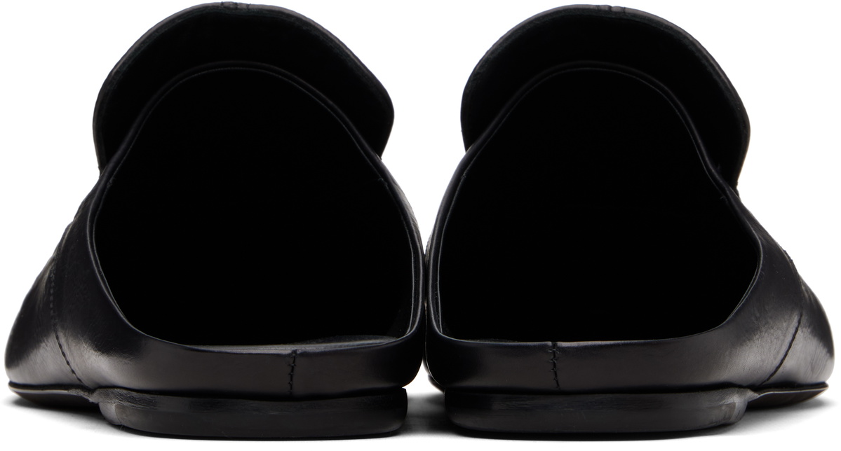 Dries Van Noten Black Leather Mule Slip-on Loafers