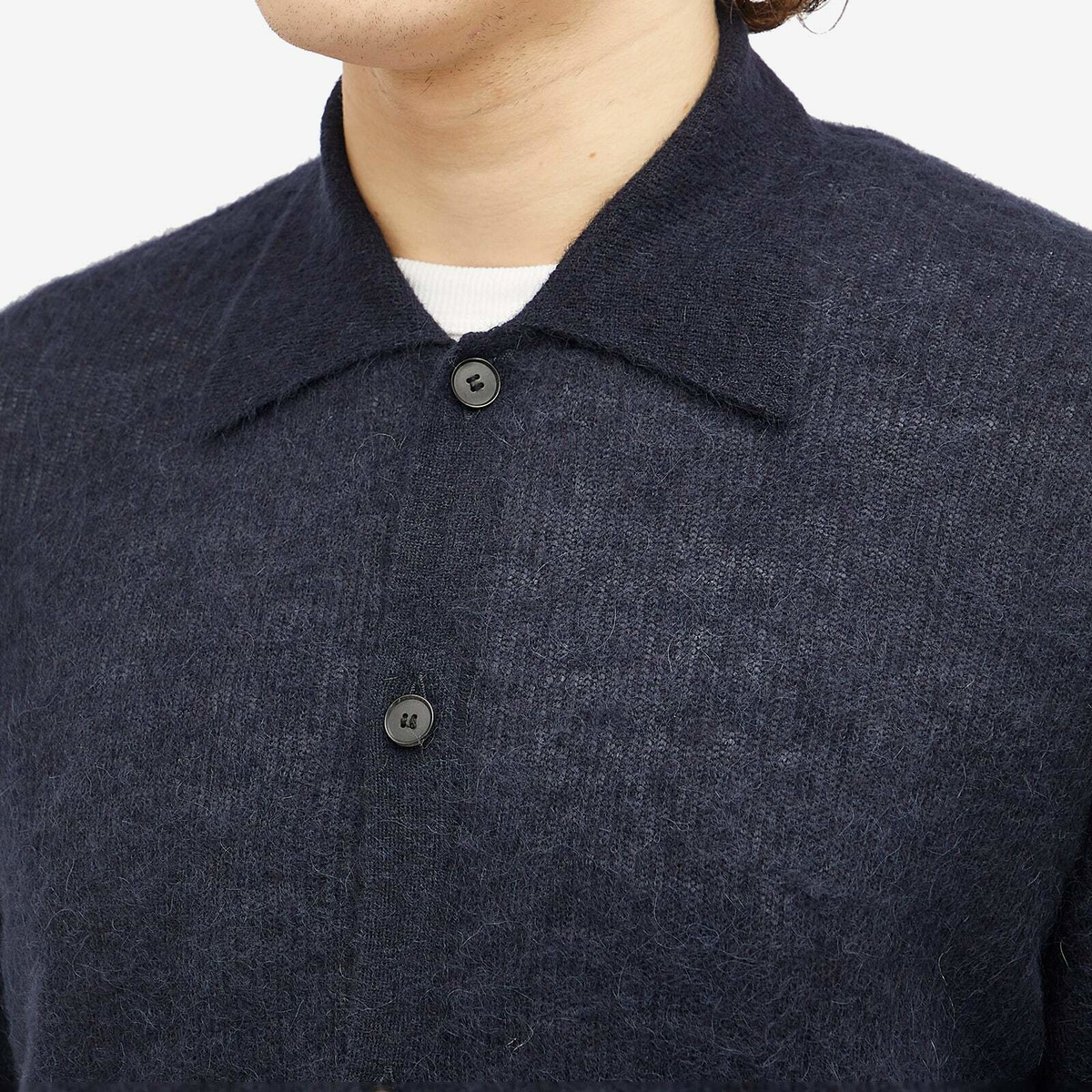 Auralee Men's Alpaca Cardigan in Navy Auralee
