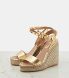 Valentino Garavani Rockstud metallic leather wedge sandals