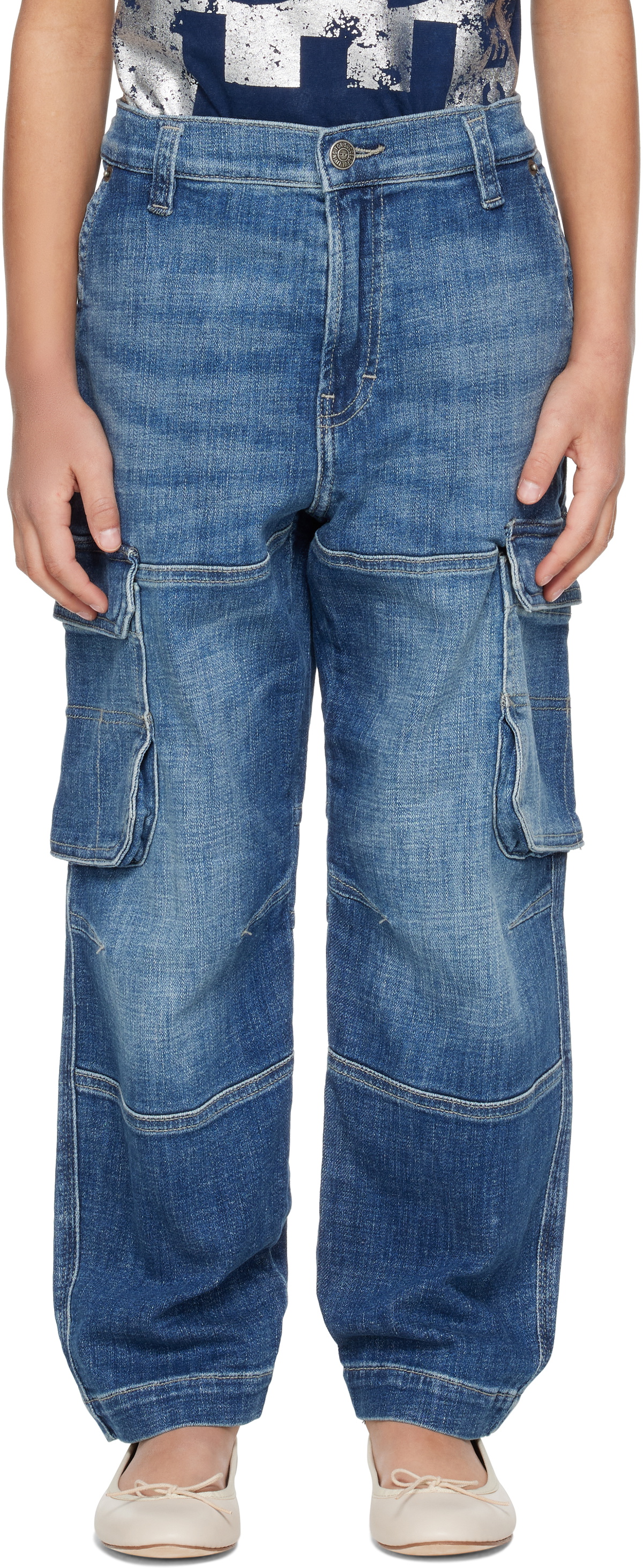 Diesel Kids Blue D-Dave-Cargo-J Denim Cargo Pants