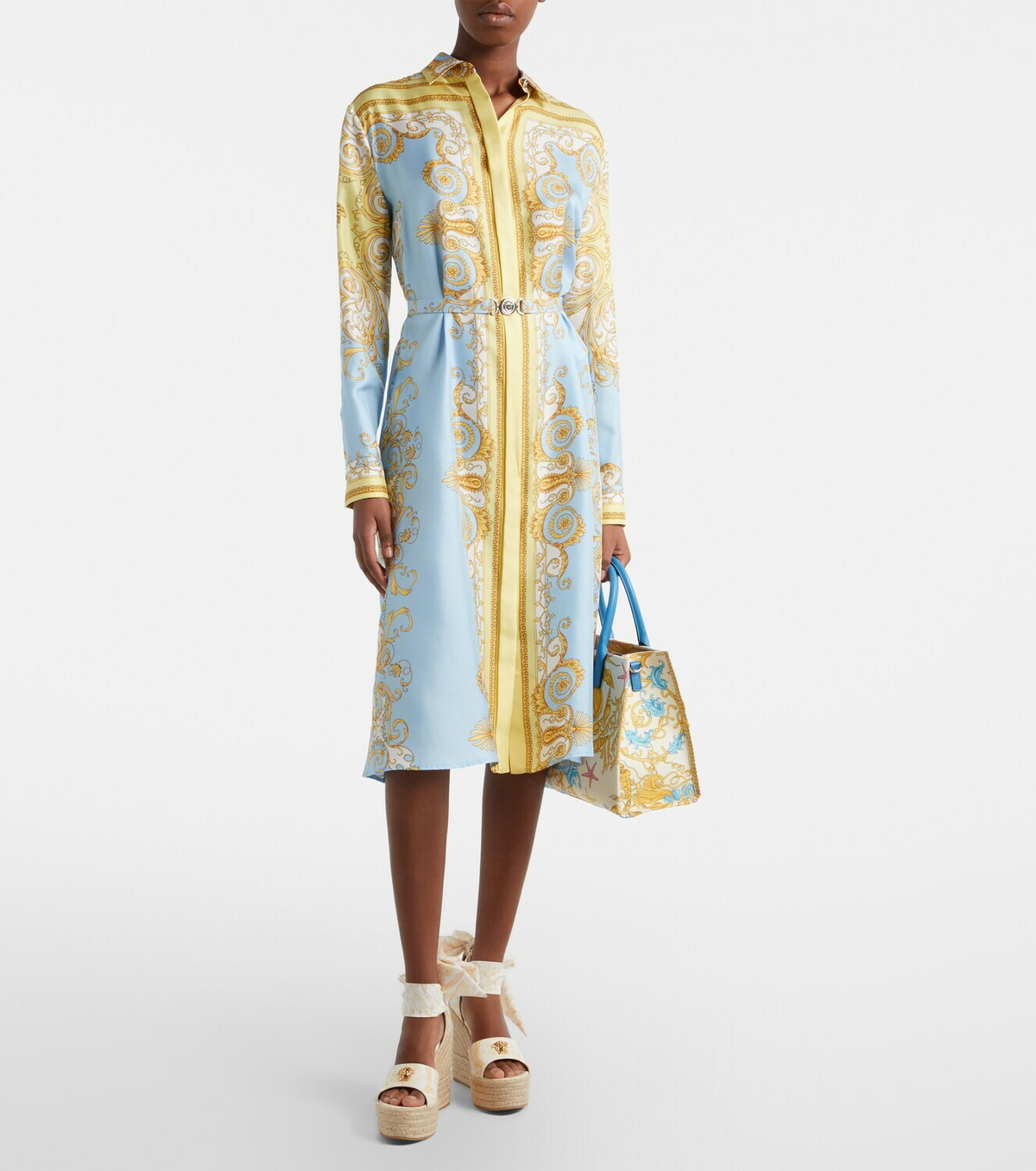 Versace 120 leather platform espadrille wedges