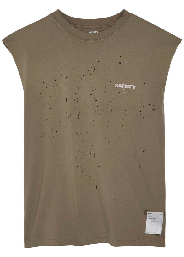 Photo: Satisfy Mothtech Muscle Distressed Cotton T-shirt Grey