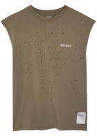 Satisfy Mothtech Muscle Distressed Cotton T-shirt Grey