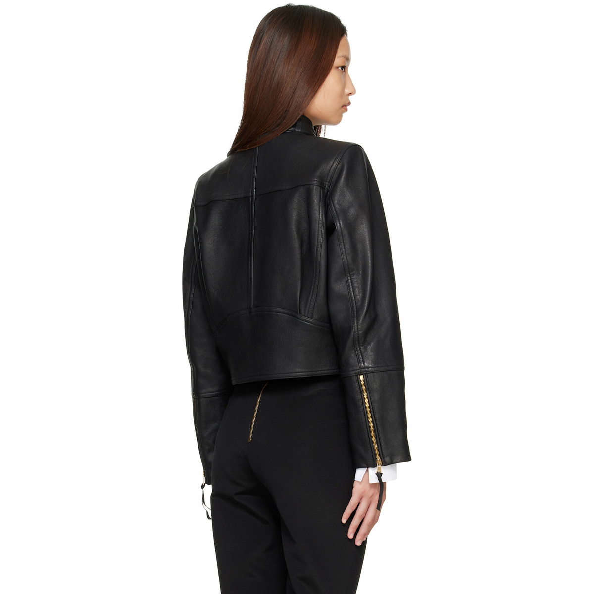 BALMAIN Black Buttoned Lambskin Biker Jacket