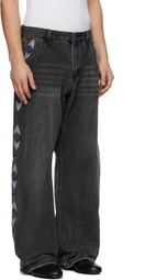 KidSuper Black 'Eye' Embroidered Jeans