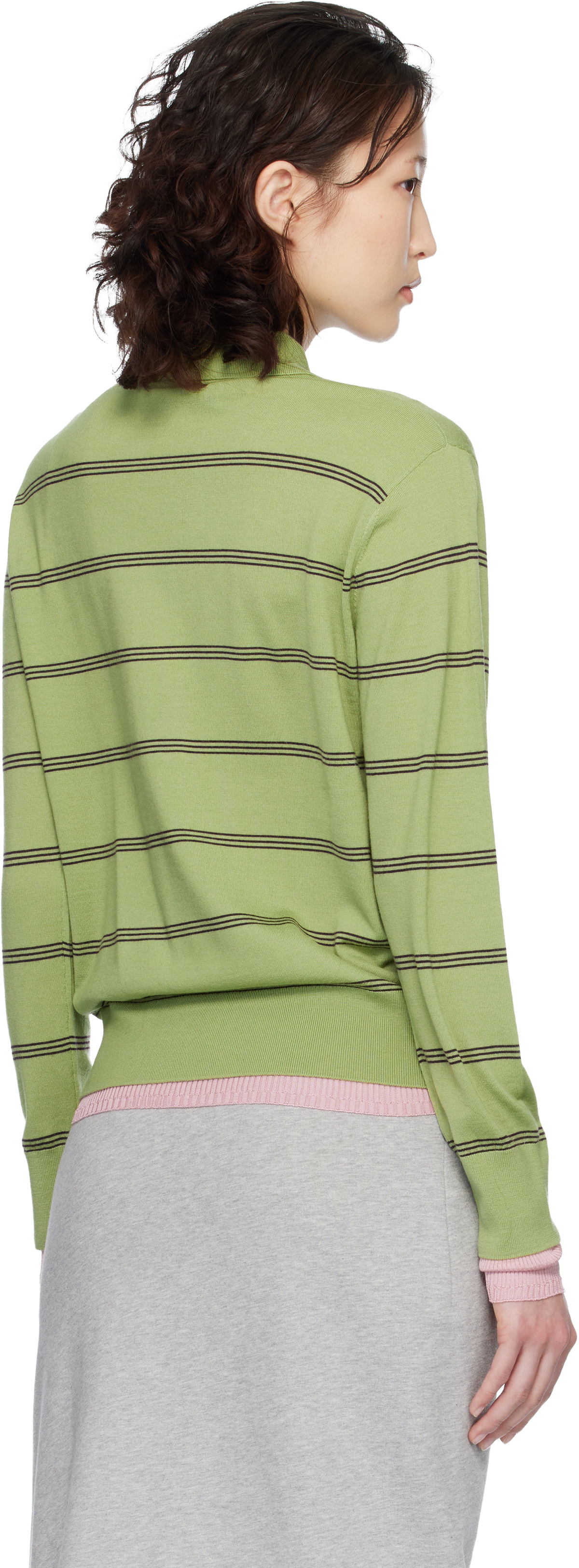 Dries Van Noten Green Merino Wool Polo