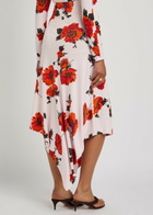 Alaïa Floral-print Asymmetric Jersey Midi Skirt Red