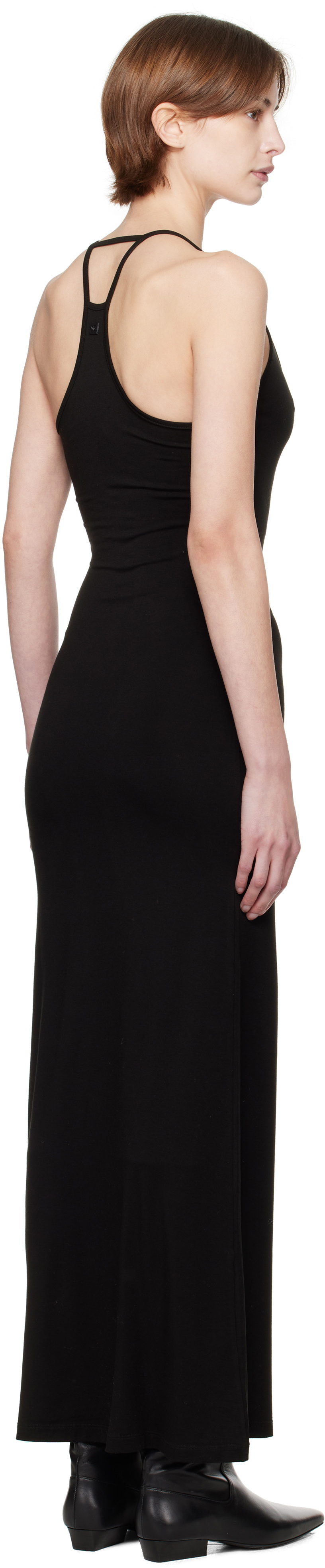 Fax Copy Express Black Afternoon Stretch Series Slim-Fitting Maxi Dress