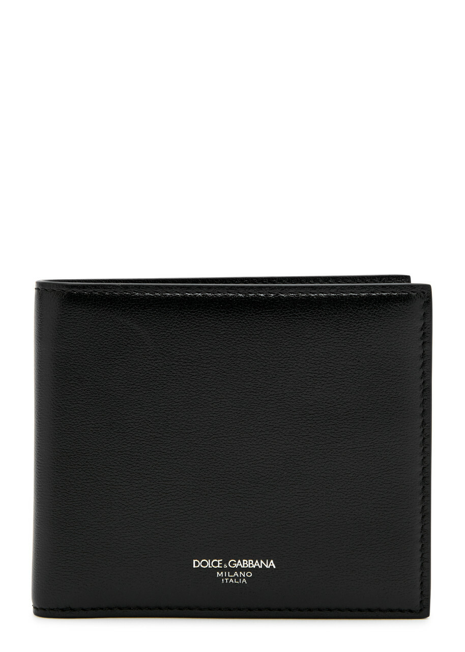 【関税＆送料込み】Dolce & Gabbana Black Bifold Wallet With Calfskin bifold wallet with logo tag in Black for Men
