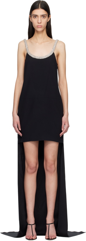 Photo: TOM FORD Black Crystal Embroidery Sleeveless Asymmetric Cocktail Maxi Dress