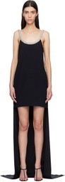 TOM FORD Black Crystal Embroidery Sleeveless Asymmetric Cocktail Maxi Dress