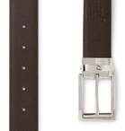 Montblanc - 3.5cm Black and Brown Reversible Cross-Grain Leather Belt - Black