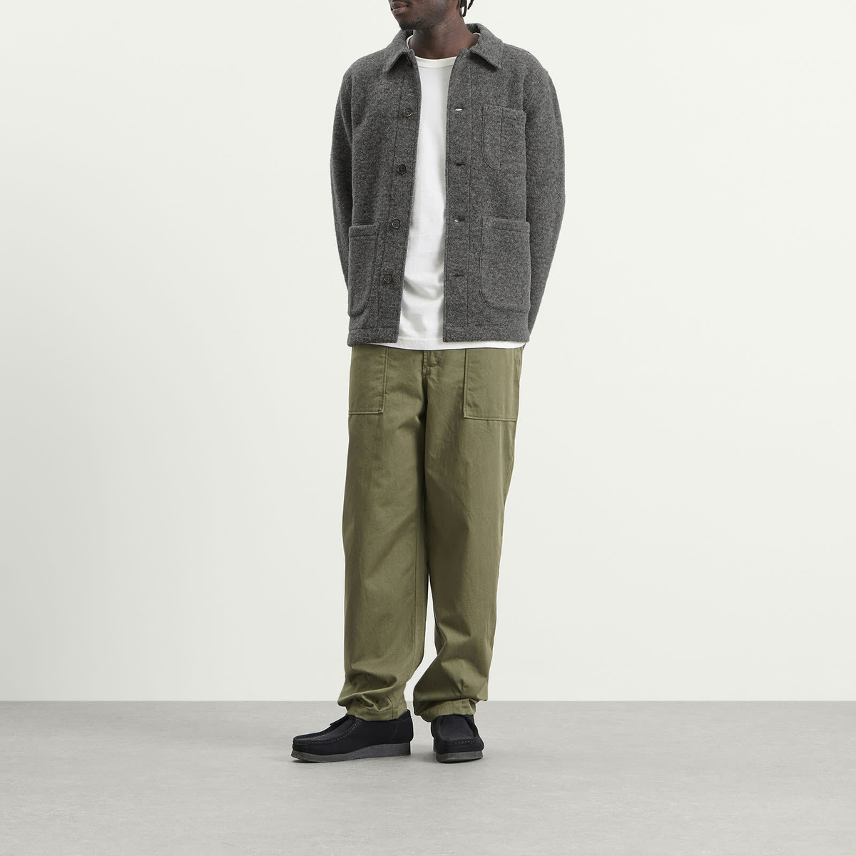 Universal Works Men's Wool Fleece Field Jacket in Grey Marl