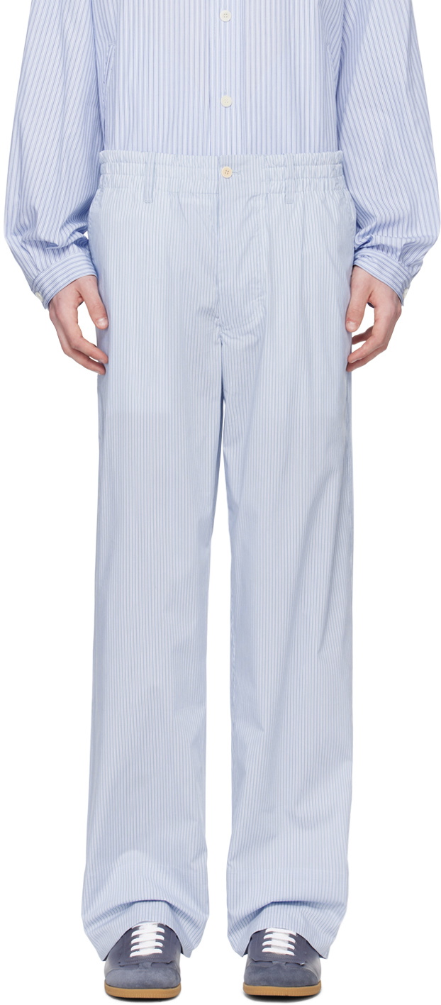 DOCUMENT Blue Striped Trousers