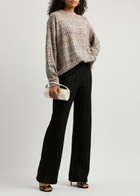 Stine Goya Striped Straight-leg Knitted Trousers Black And White