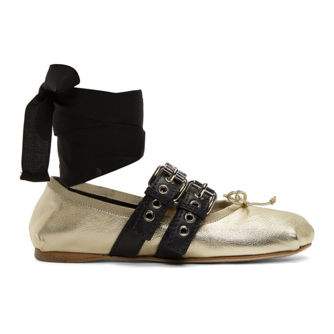 Miu miu double discount strap ballet flats