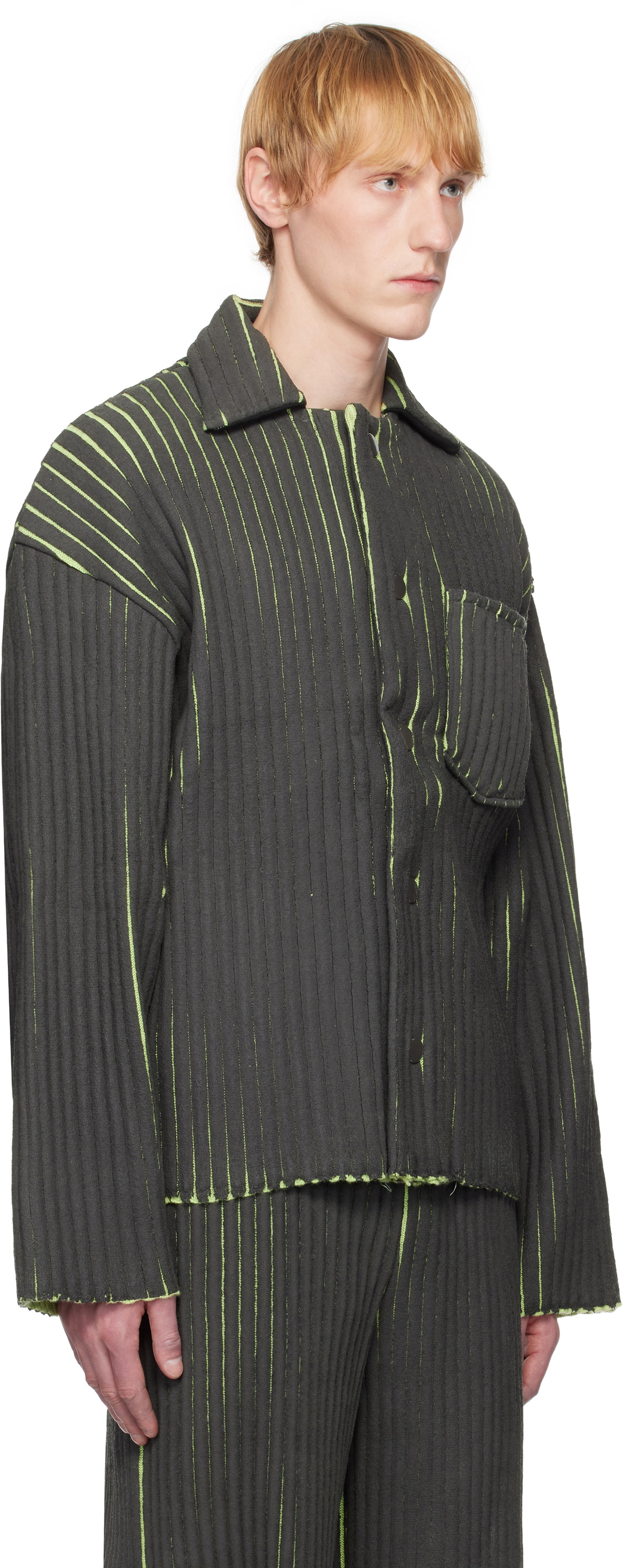 Stanley Raffington Black & Green Relaxed Fit Knit Jacket