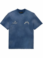 AMIRI - Logo-Print Distressed Cotton-Jersey T-Shirt - Blue