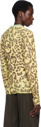 Stanley Raffington Yellow & Green Leopard Print Plated Knit Crewneck Sweater
