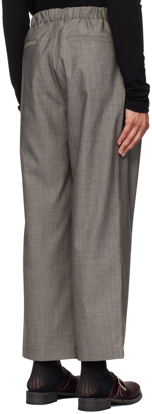 Róhe Gray Tapered Elasticated Pleated Trousers