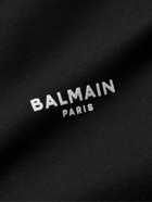 Balmain - Logo-Flocked Cotton-Jersey Zip-Up Hoodie - Black