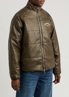 House OF Sunny Logo-embroidered Quilted Faux Leather Jacket Chocolate