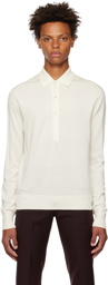 TOM FORD Off-White Four-Button Long Sleeve Polo