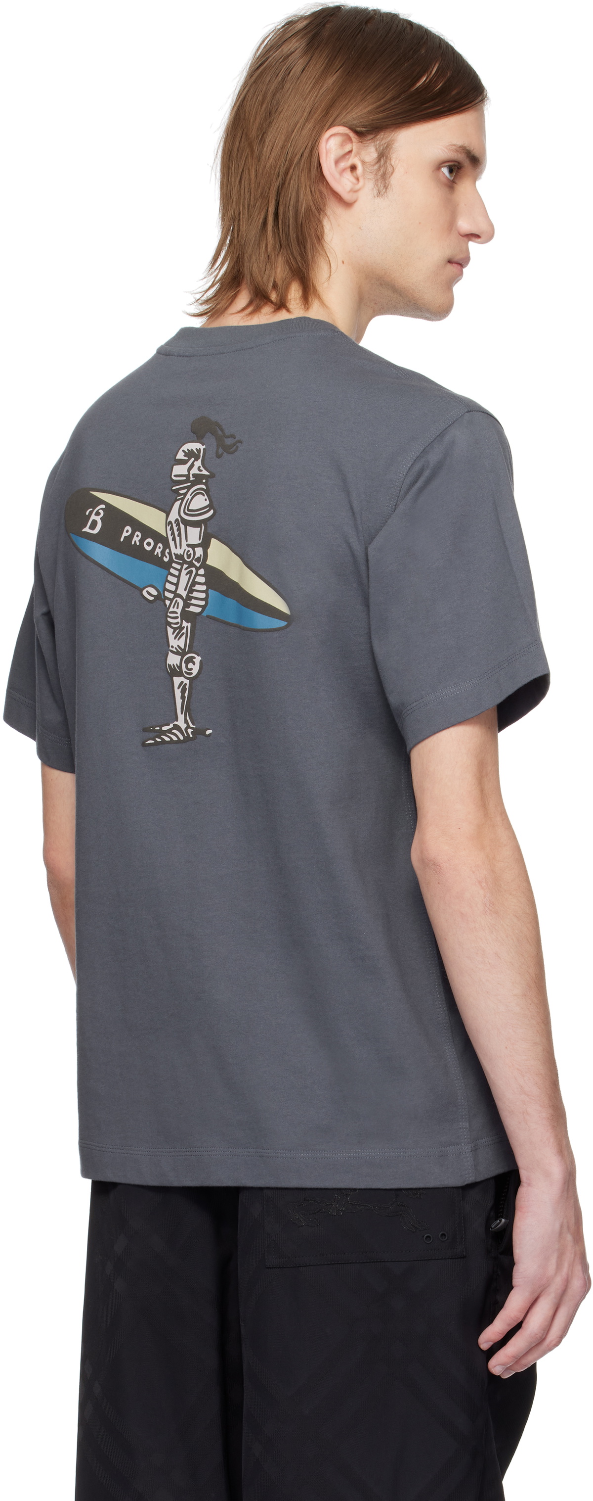 Burberry Gray Surfer Knight Cotton T-shirt Burberry