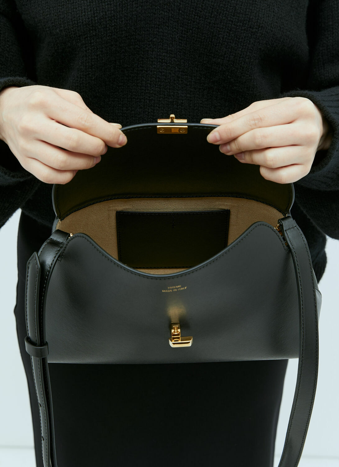 TOTEME T-Lock Leather Clutch