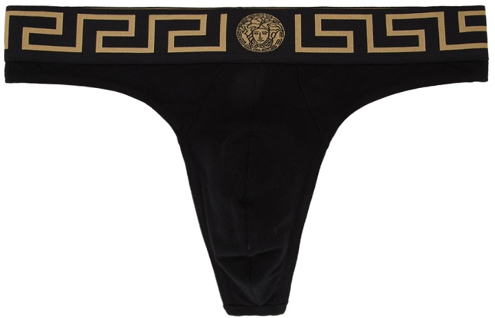 Photo: Versace Underwear Black Greca Border Thong
