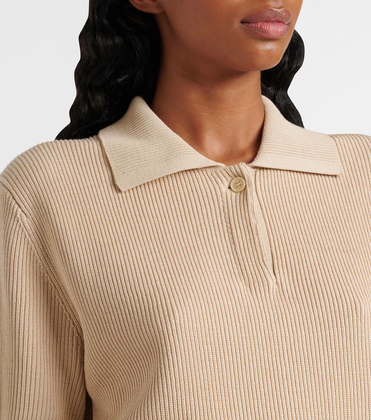 Vince Ribbed-knit silk and cotton polo shirt