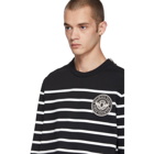 Balmain Black and White Striped Zip Sweatshirt