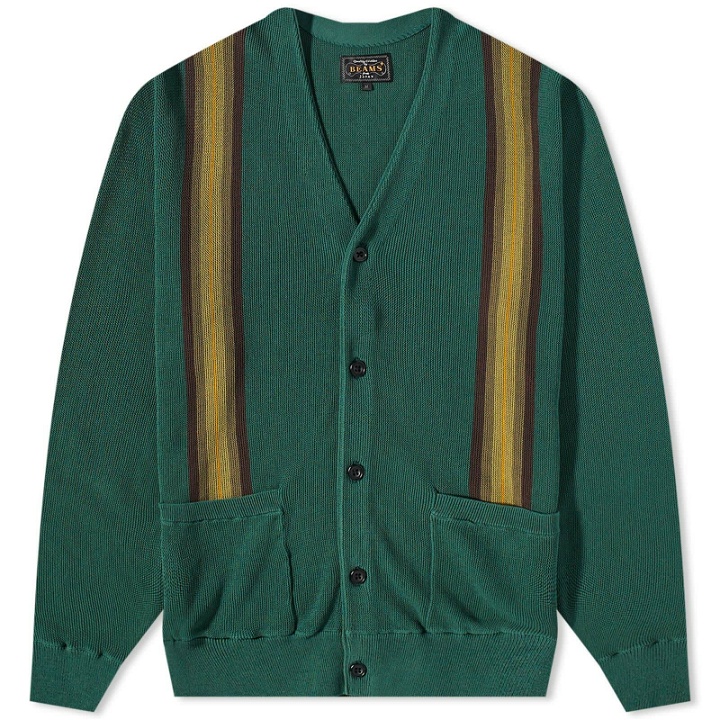 Photo: Beams Plus Men's Stripe Jaquard Cardigan in Green