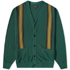 Beams Plus Men's Stripe Jaquard Cardigan in Green