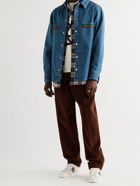 GUCCI - Horsebit Webbing-Trimmed Denim Shirt - Blue