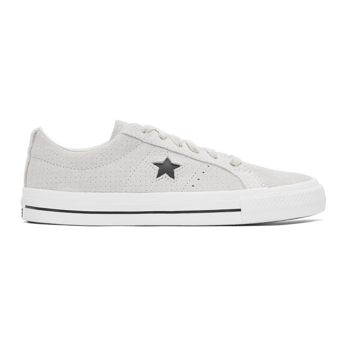 Photo: Converse Taupe Suede Perforated One Star Pro Low Sneakers