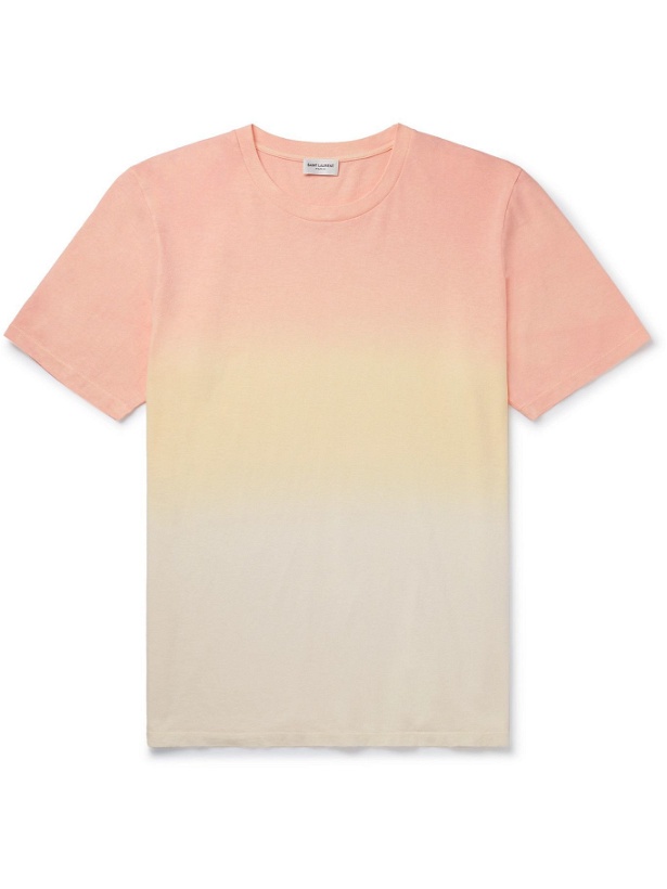 Photo: SAINT LAURENT - Tie-Dyed Cotton-Jersey T-Shirt - Pink