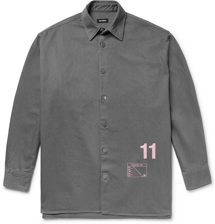 Photo: Raf Simons - Oversized Printed Denim Shirt Jacket - Men - Gray