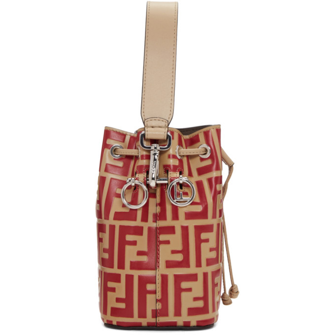 Red fendi bucket discount bag