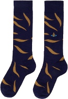 Vivienne Westwood Navy Medieval Texture Socks