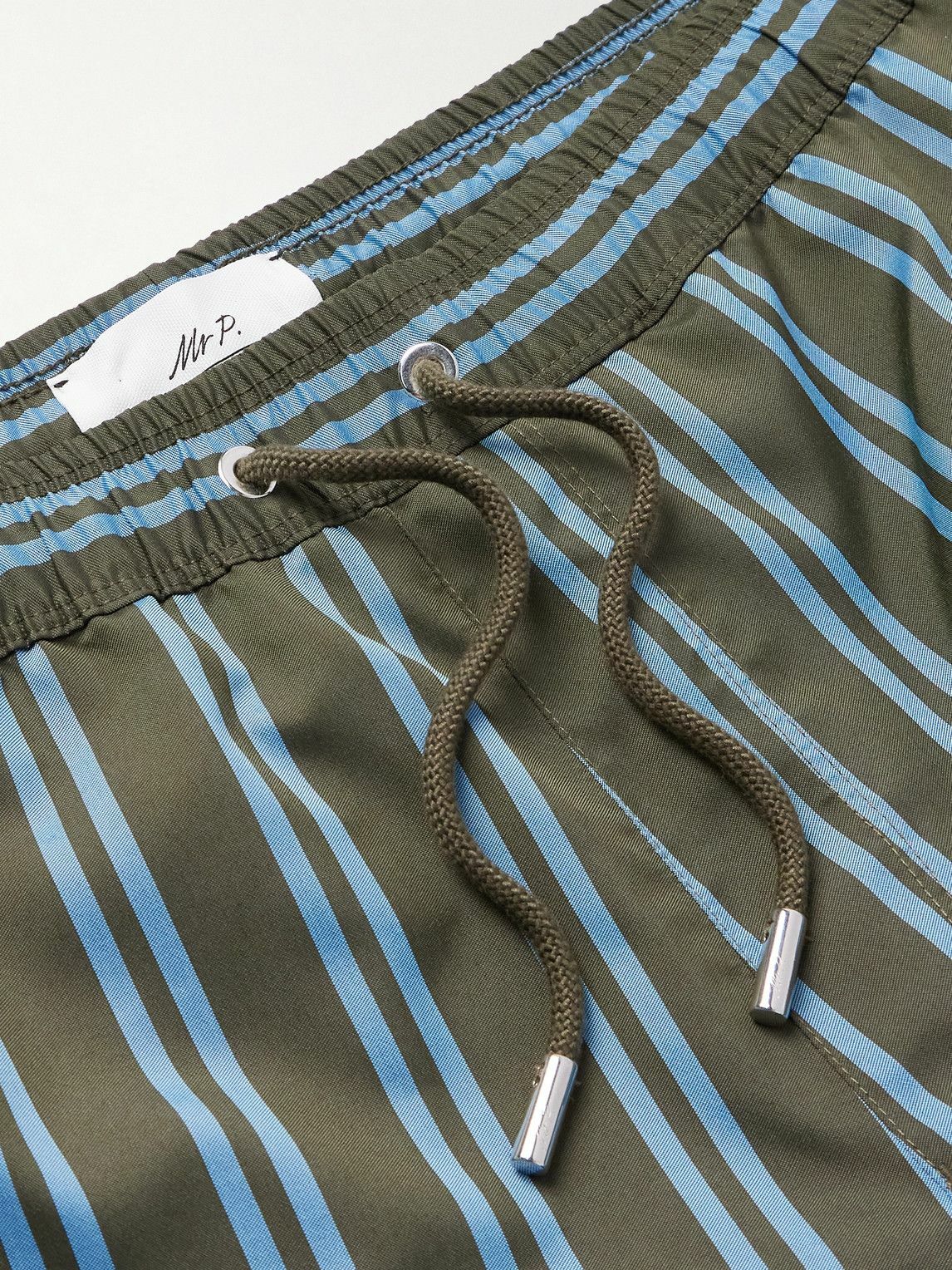 Mr P. - Straight-Leg Mid-Length Striped Swim Shorts - Green
