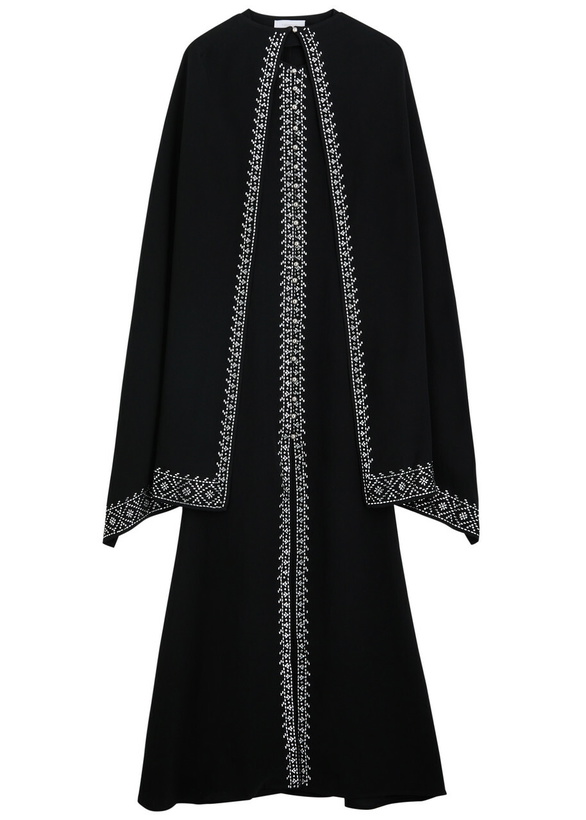 Photo: Rabanne Embellished Cape-effect Crepe Maxi Dress Black