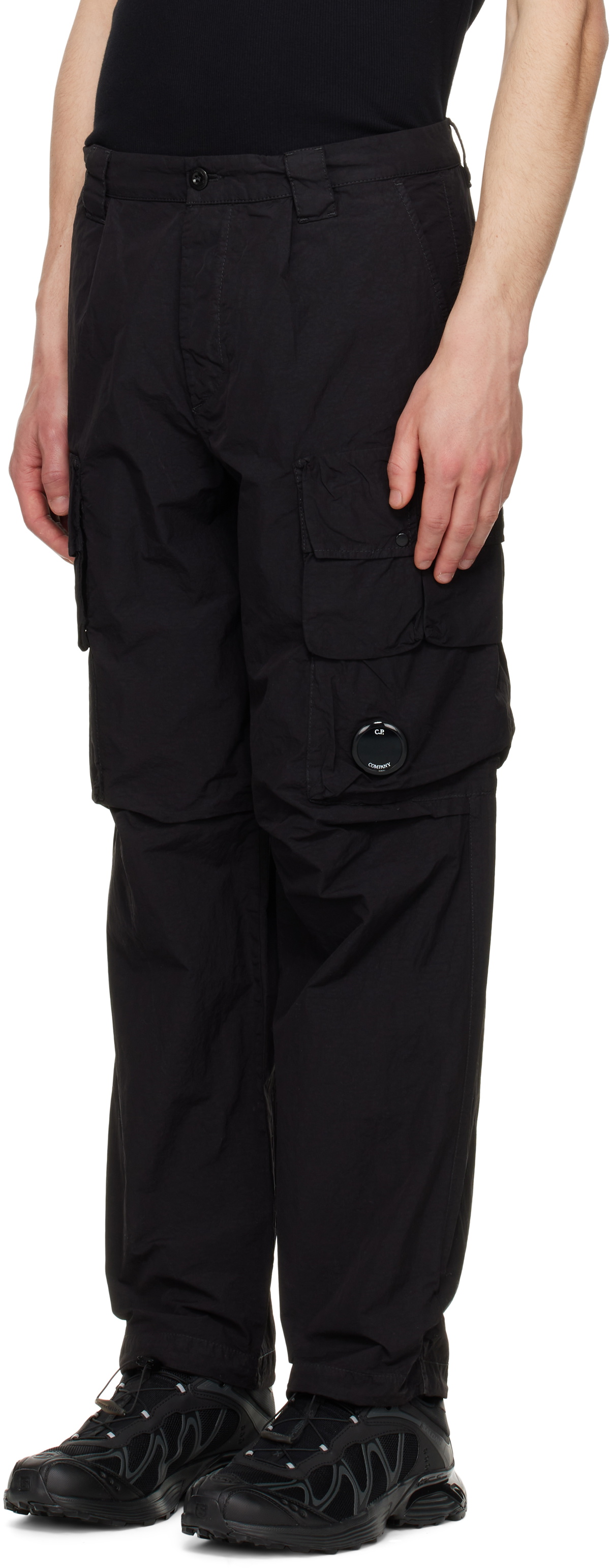 C.P. Company Black Flatt Nylon Cargo Pants C.P. Company