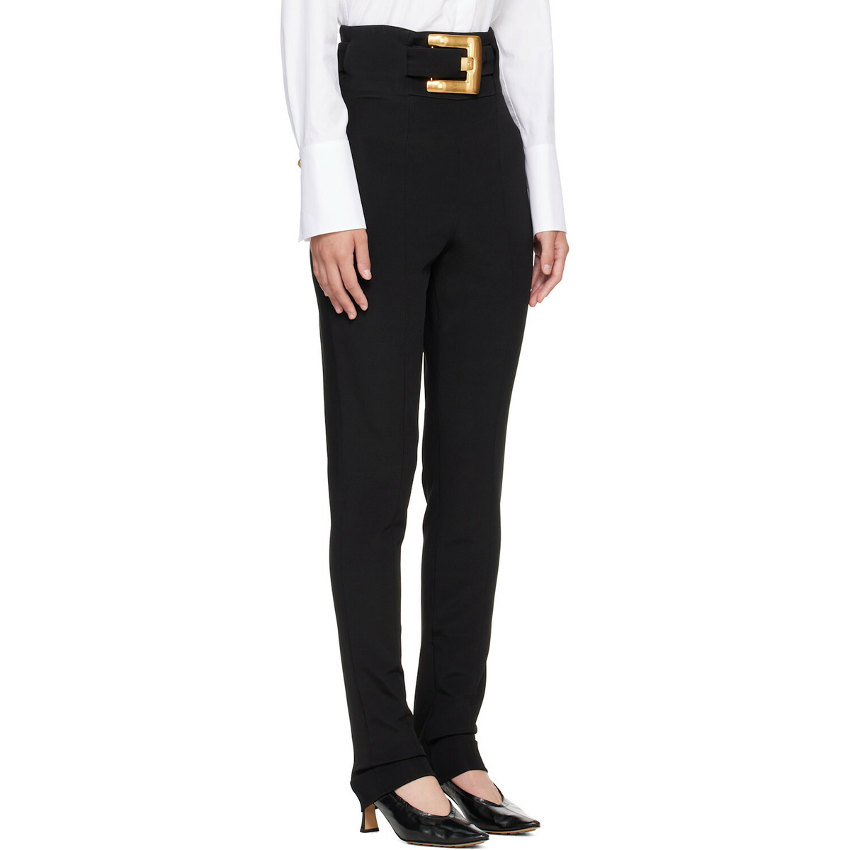 BALMAIN Black Stretch Belt Leggings