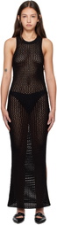 St. Agni Black Cotton Crochet Maxi Dress