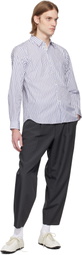 Comme des Garçons Homme Deux White & Navy Striped Shirt