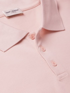SAINT LAURENT - Slim-Fit Logo-Embroidered Cotton-Piqué Polo Shirt - Pink