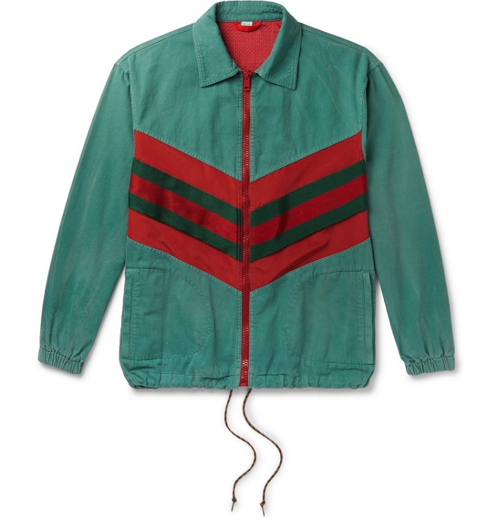 Photo: Gucci - Webbing-Trimmed Shell and Washed-Cotton Track Jacket - Green